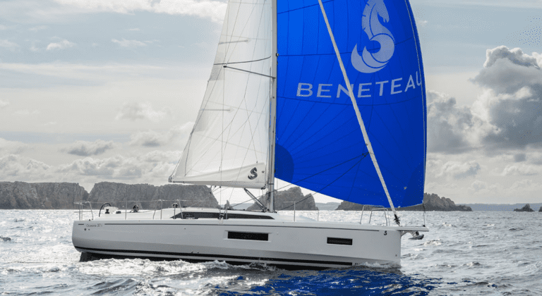 Oceanis 37.1 with blue sail